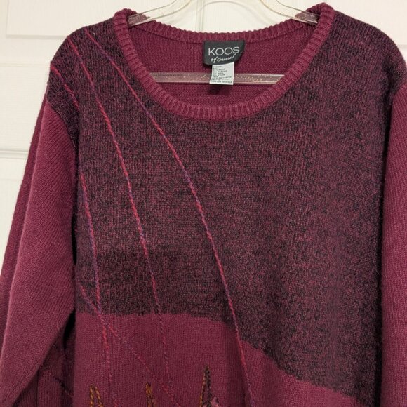 Koos Of Course Artsy Tunic Sweater Womens Size 1X Purple Wool Blend Pullover - Picture 2 of 9